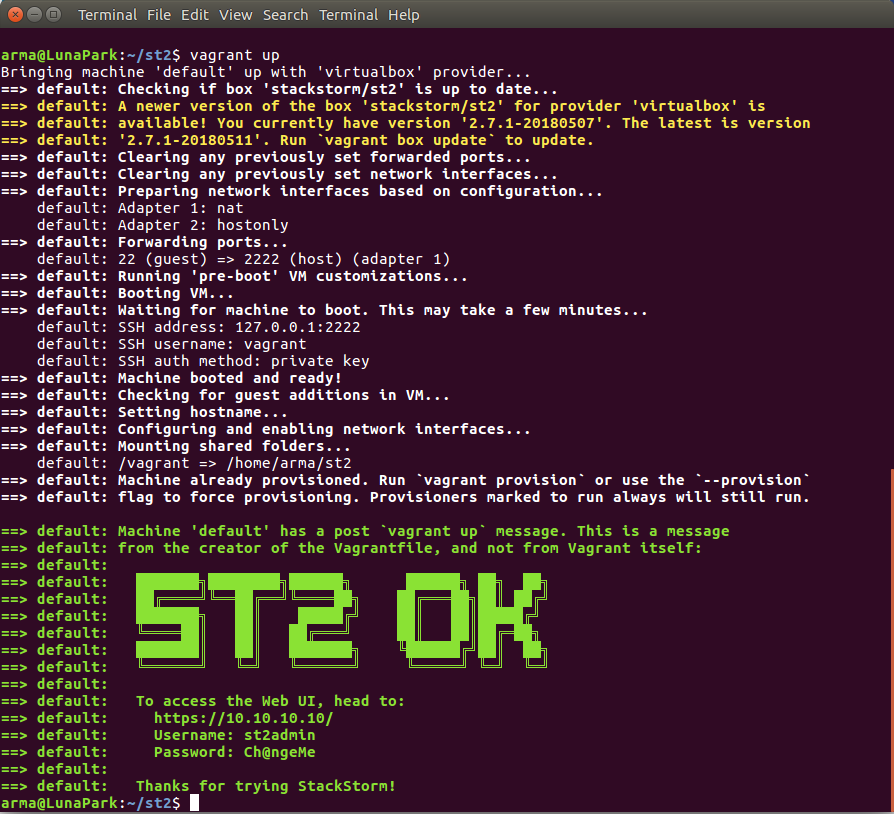 Vagrant UP with StackStorm